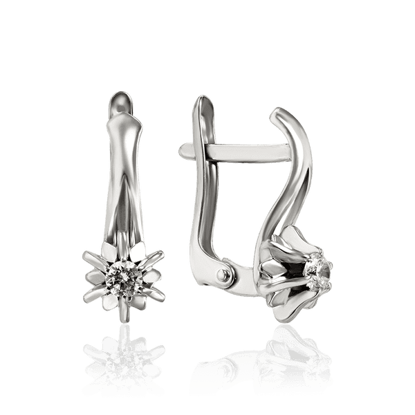 Сережки с бриллиантом в белом золоте 035146 детальное изображение ювелирного изделия Золотые серьги Сережки с бриллиантом в белом золоте 035146 детальное изображение ювелирного изделия Золотые серьги