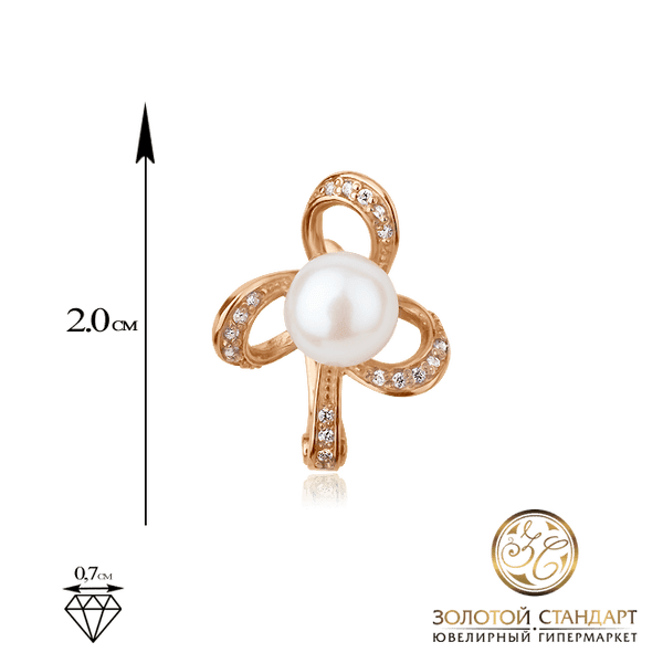 Золотые серьги в виде цветка с жемчугом Золотые серьги в виде цветка с жемчугом