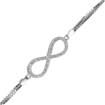 обзорное фото Серебряный браслет Бесконечность с фианитами 027720 Серебряные браслеты обзорное фото Серебряный браслет Бесконечность с фианитами 027720  Серебряные браслеты