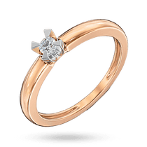 обзорное фото Комбинированное кольцо 585 пробы с бриллиантом в массивных крапанах 041111  Золотые кольца с бриллиантами