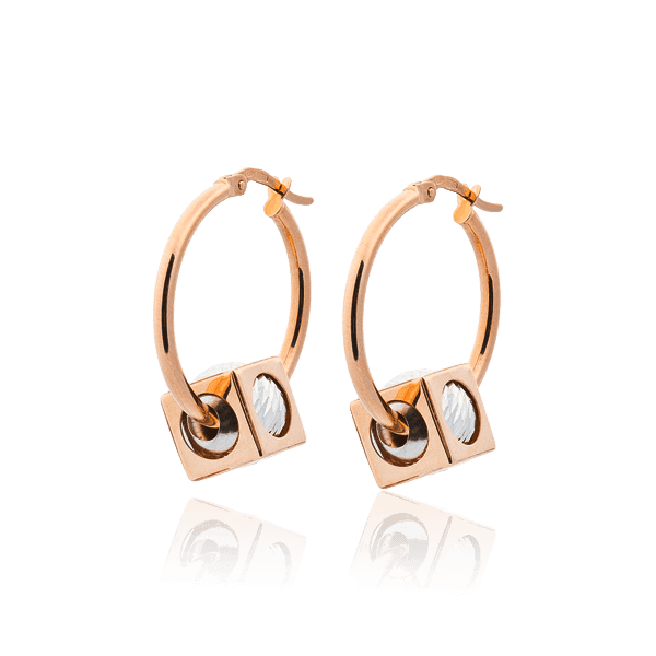 Золотые серьги Кольца с кубиком 029188 детальное изображение ювелирного изделия Золотые серьги без вставок Золотые серьги Кольца с кубиком 029188 детальное изображение ювелирного изделия Золотые серьги без вставок