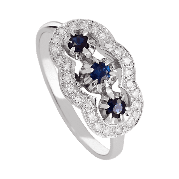 Кольцо в белом золоте с сапфирами и бриллиантами 026552 детальное изображение ювелирного изделия Золотые кольца с сапфиром Кольцо в белом золоте с сапфирами и бриллиантами 026552 детальное изображение ювелирного изделия Золотые кольца с сапфиром