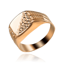 обзорное фото Золотая печатка с алмазной гранью 034082  Золотые кольца