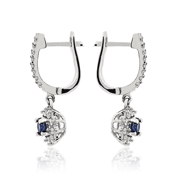 серьги из белого золота с сапфиром и бриллиантами серьги из белого золота с сапфиром и бриллиантами