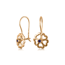 обзорное фото Золотые детские серьги Цветочки 025145  Серьги с камнями