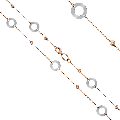 Колье из комбинированного золота Круги и бусинки 032426 детальное изображение ювелирного изделия Золотое колье без камней Колье из комбинированного золота Круги и бусинки 032426 детальное изображение ювелирного изделия Золотое колье без камней