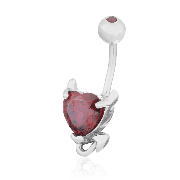 Серебряный пирсинг Сердце с фианитом 025078 детальное изображение ювелирного изделия Серебряные серьги для пирсинга