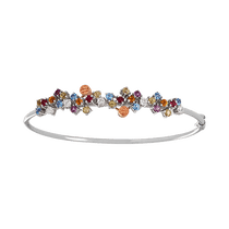 обзорное фото Браслет-кольцо в белом золоте с цветными сапфирами, рубинами и изумрудами 026560 Золотые браслеты с цветными камнями обзорное фото Браслет-кольцо в белом золоте с цветными сапфирами, рубинами и изумрудами 026560  Золотые браслеты с цветными камнями