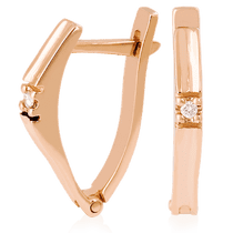 обзорное фото Золотые детские серьги с бриллиантом 023597 Серьги с камнями обзорное фото Золотые детские серьги с бриллиантом 023597  Серьги с камнями