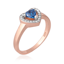 обзорное фото Серебряное кольцо Сердце с фианитами 024883  Кольца с позолотой