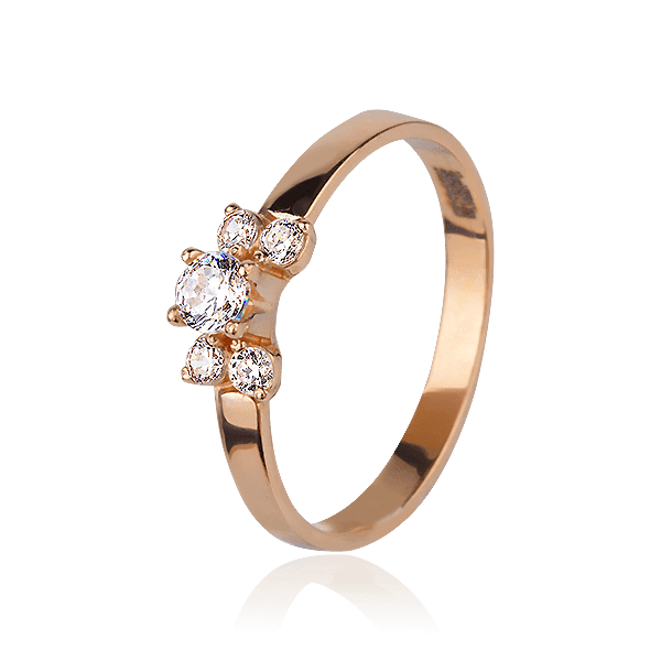 Золотое кольцо с пятью фианитами 028047 детальное изображение ювелирного изделия Золотые кольца с фианитом Золотое кольцо с пятью фианитами 028047 детальное изображение ювелирного изделия Золотые кольца с фианитом