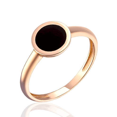 Золотое кольцо круг с черной эмалью 032499 детальное изображение ювелирного изделия Золотые кольца с эмалью