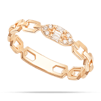 обзорное фото Золотое кольцо в форме цепочки и центральным элементом украшенным фианитами 040407  Золотые кольца с фианитом