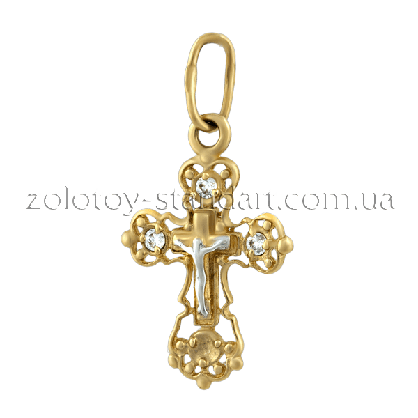 Золотий хрестик з цирконієм 60063 детальне зображення ювелірного виробу