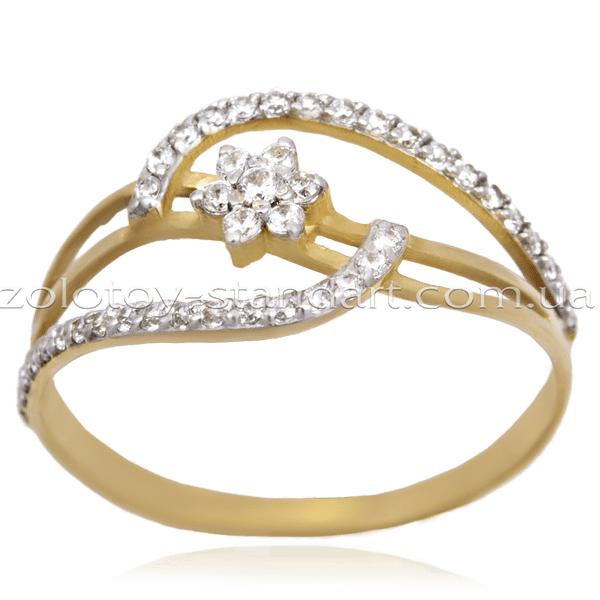 Кольцо Цветок с цирконием 12069 детальное изображение ювелирного изделия Золотые кольца с фианитом Кольцо Цветок с цирконием 12069 детальное изображение ювелирного изделия Золотые кольца с фианитом