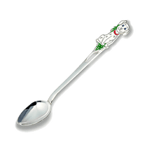 обзорное фото Детская серебряная ложка Собачка с эмалью 031811 Серебряные детские ложечки обзорное фото Детская серебряная ложка Собачка с эмалью 031811  Серебряные детские ложечки
