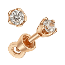 обзорное фото Золотые пуссеты с большим фианитом в крапановой оправе 040717  Золотые серьги с фианитом