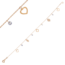 обзорное фото Браслет из красного золота Сердце и Клевер 032285  Золотые браслеты с цирконием (фианитами)