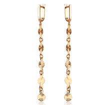 обзорное фото Длинные золотые серьги Монетки с алмазной гранью 035856 Золотые серьги обзорное фото Длинные золотые серьги Монетки с алмазной гранью 035856  Золотые серьги