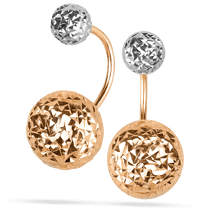 обзорное фото Серьги шарики в стиле Диор в красном с белым золоте 039868  Золотые серьги без вставок