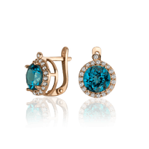 обзорное фото Золотые серьги с Лондон топазом 036154 Золотые серьги с Лондон топазом обзорное фото Золотые серьги с Лондон топазом 036154  Золотые серьги с Лондон топазом