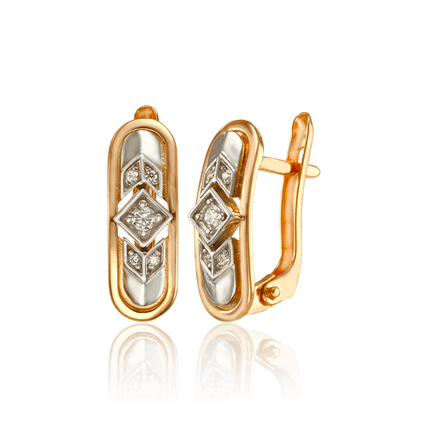Женские серьги из комбинированного золота с фианитами 033486 детальное изображение ювелирного изделия Золотые серьги Женские серьги из комбинированного золота с фианитами 033486 детальное изображение ювелирного изделия Золотые серьги