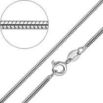 обзорное фото Серебряная цепочка в плетении Снейк на шпрингельном замке без вставок 040217  Серебряные колье