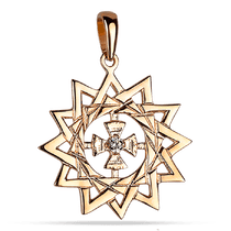 обзорное фото Золотой кулон амулет Звезда Эрцгаммы с фианитом 030778  Золотые кулоны с фианитом