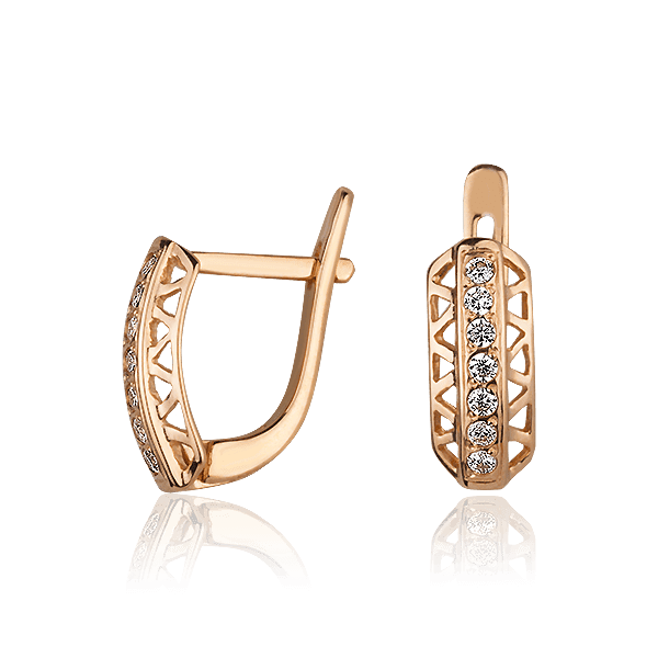 Золотые серьги с фианитами 027816 детальное изображение ювелирного изделия Золотые серьги с фианитом Золотые серьги с фианитами 027816 детальное изображение ювелирного изделия Золотые серьги с фианитом