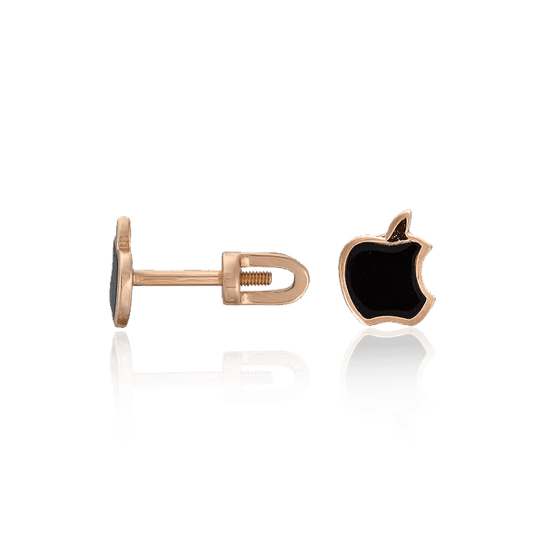 Золотые серьги Яблоко с эмалью 028464 детальное изображение ювелирного изделия Золотые серьги гвоздики Золотые серьги Яблоко с эмалью 028464 детальное изображение ювелирного изделия Золотые серьги гвоздики