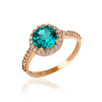 обзорное фото Золотое кольцо с кварцем и фианитами 030366  Золотые кольца с кварцем