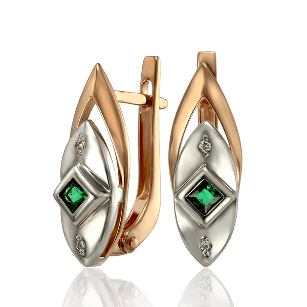 Серьги из золота 585 с изумрудом и бриллиантами 033691 детальное изображение ювелирного изделия Золотые серьги Серьги из золота 585 с изумрудом и бриллиантами 033691 детальное изображение ювелирного изделия Золотые серьги