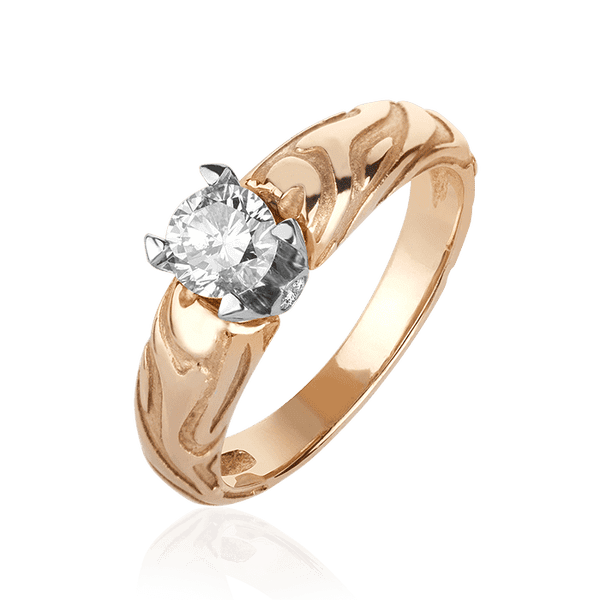 Кольцо из красного золота с одним бриллиантом 028469 детальное изображение ювелирного изделия Золотые кольца с бриллиантами Кольцо из красного золота с одним бриллиантом 028469 детальное изображение ювелирного изделия Золотые кольца с бриллиантами