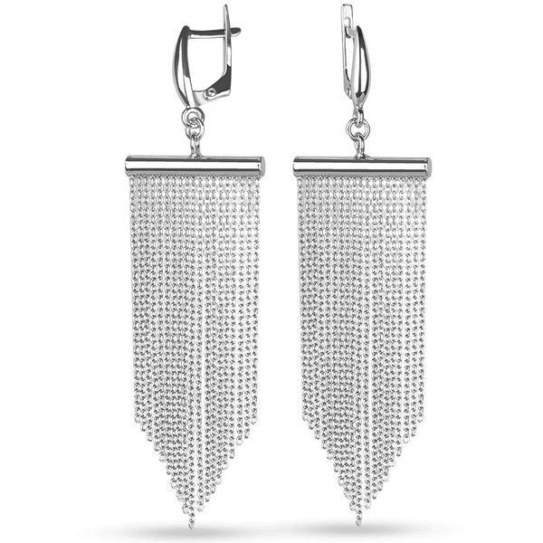 Серебряные вечерние серьги цепочки 038081 детальное изображение ювелирного изделия Серебряные серьги без вставок