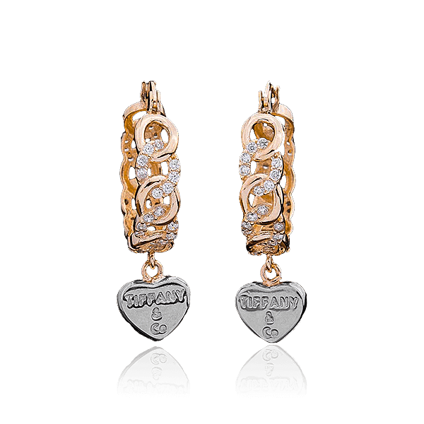 Золотые серьги - кольца с фианитами 028377 детальное изображение ювелирного изделия Золотые серьги с фианитом Золотые серьги - кольца с фианитами 028377 детальное изображение ювелирного изделия Золотые серьги с фианитом