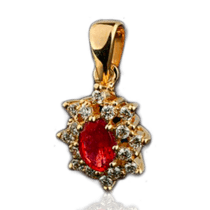 обзорное фото Кулон с рубином и бриллиантами 023174  Золотые кулоны с рубином