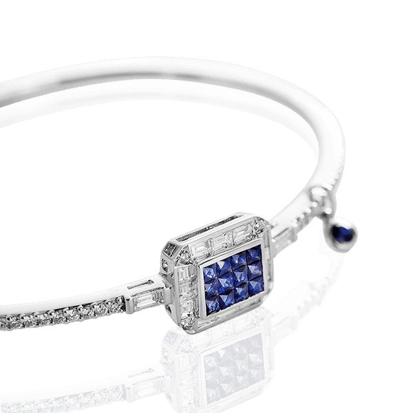браслет сапфиры с бриллиантами в белом золоте