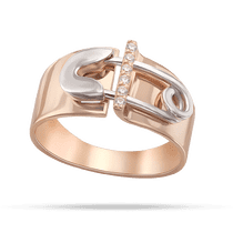 обзорное фото Золотое разъединенное кольцо с декором булавки из белого золота и дорожкой фианитов 040326 Золотые кольца с фианитом обзорное фото Золотое разъединенное кольцо с декором булавки из белого золота и дорожкой фианитов 040326  Золотые кольца с фианитом