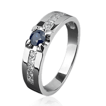 обзорное фото Кольцо из белого золота с сапфиром и бриллиантами 1003/1 Золотые кольца с сапфиром обзорное фото Кольцо из белого золота с сапфиром и бриллиантами 1003/1  Золотые кольца с сапфиром