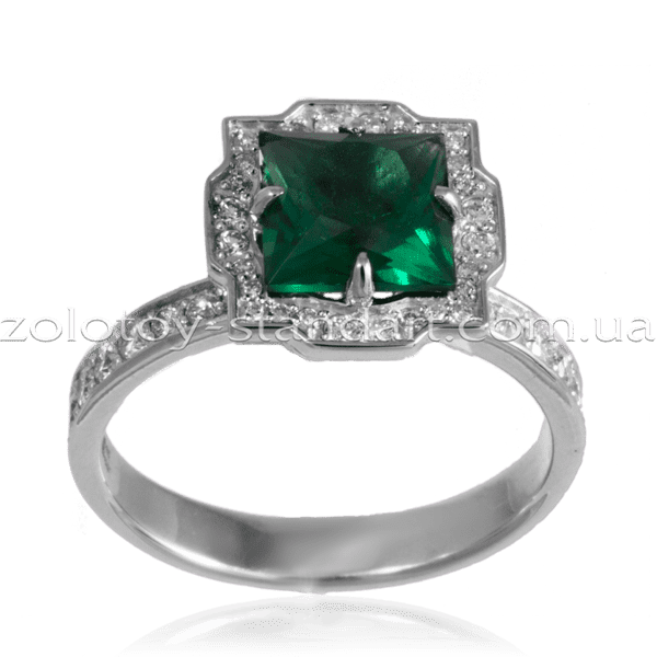 Золотое кольцо с бриллиантами и изумрудом R0637 детальное изображение ювелирного изделия Золотые кольца с изумрудом