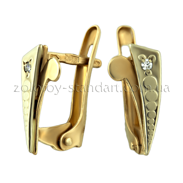 Золотые серьги 470509 детальное изображение ювелирного изделия Золотые серьги с фианитом Золотые серьги 470509 детальное изображение ювелирного изделия Золотые серьги с фианитом