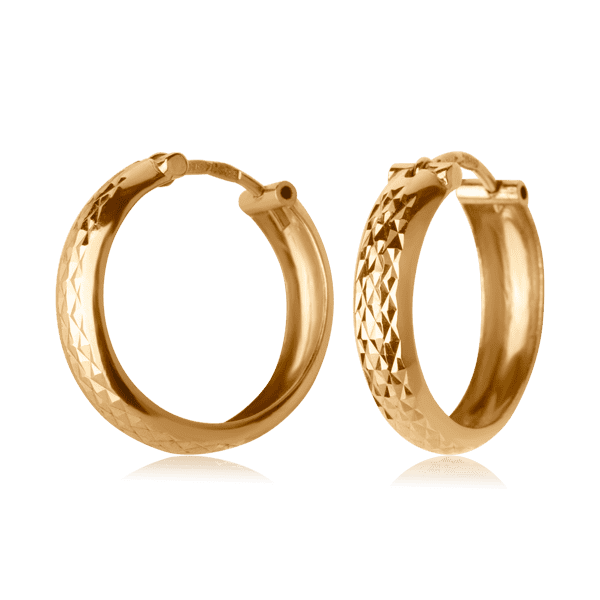 Золоті сережки з алмазним гравіюванням 80085 детальне зображення ювелірного виробу