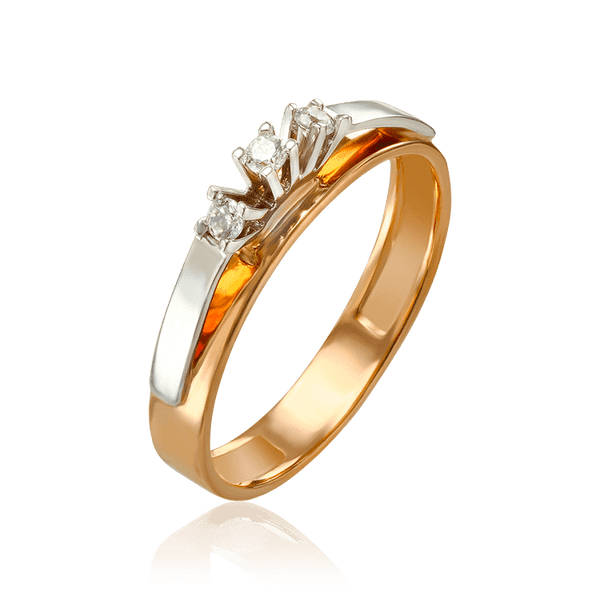 Кольцо из комбинированного золота с тремя фианитами 033448 детальное изображение ювелирного изделия Золотые кольца Кольцо из комбинированного золота с тремя фианитами 033448 детальное изображение ювелирного изделия Золотые кольца
