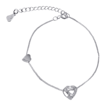 обзорное фото Серебряный браслет Сердце с фианитом 025476  Серебряные женские браслеты