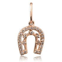 обзорное фото Кулон Подкова 024142 Золотые кулоны с фианитом обзорное фото Кулон Подкова 024142  Золотые кулоны с фианитом