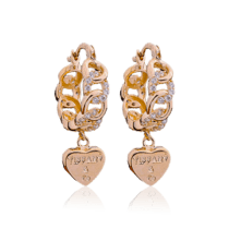 оглядове фото Золоті сережки з сердцями і фіанітами в стилі Tiffany 028364