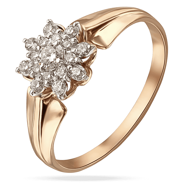 Кольцо из красного золота Бриллиантовый Цветок 039015 детальное изображение ювелирного изделия Золотые кольца с бриллиантами Кольцо из красного золота Бриллиантовый Цветок 039015 детальное изображение ювелирного изделия Золотые кольца с бриллиантами