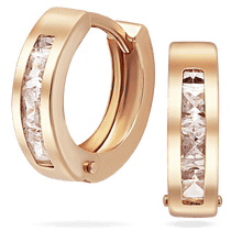 обзорное фото Золотые серьги Кольца с фианитами 029063 Золотые серьги с фианитом обзорное фото Золотые серьги Кольца с фианитами 029063  Золотые серьги с фианитом