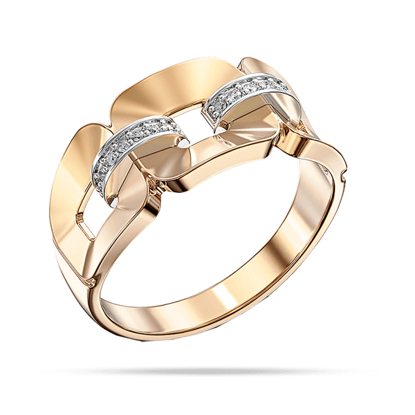 Золота каблучка у формі ланцюжка з білою доріжкою із фіанітів 040317 детальне зображення ювелірного виробу Золота каблучка у формі ланцюжка з білою доріжкою із фіанітів 040317 детальне зображення ювелірного виробу