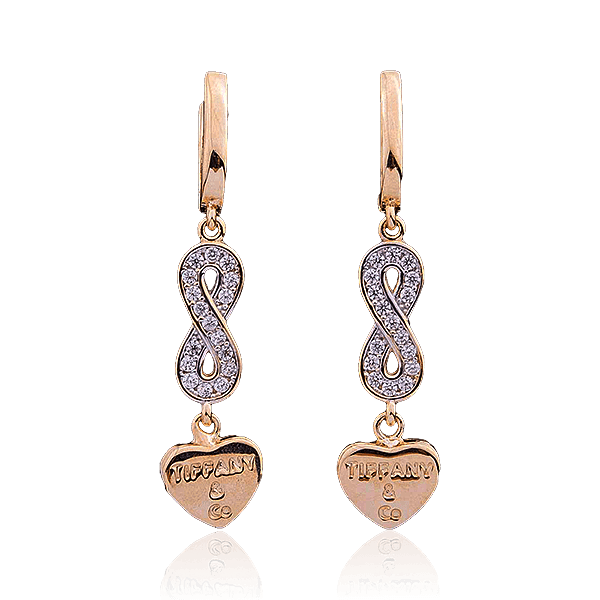 Золотые серьги Бесконечность с фианитами 028376 детальное изображение ювелирного изделия Золотые серьги с фианитом